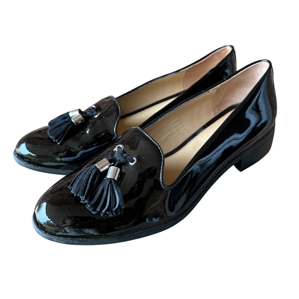 Antonio Melani Cleve Black Patent Leather Tassel Loafers Womens Size 7.5M